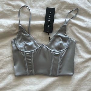 White Fox Satin Corset Top